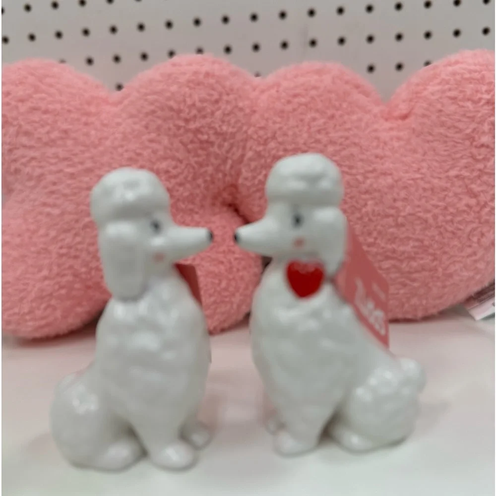 White Ceramic poodles Dog set